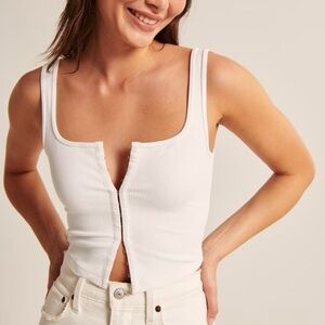 Abercrombie & Fitch White Ribbed Tank Top
